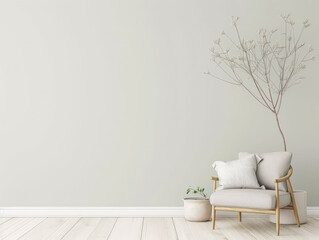 Minimalist bedroom in a luxury property with natural light coming from a window, copy space and minimal ornaments. Residential Real Estate composition in neutral tone.