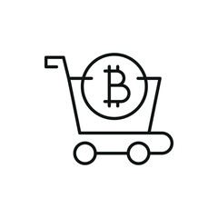 Shopping cart with Bitcoin icon. Simple shopping cart with Bitcoin icon for social media, app, and web design. Vector illustration. 