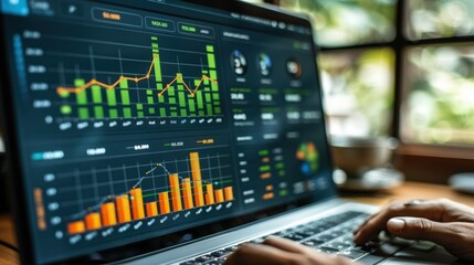 Person Analyzing Financial Data on Laptop