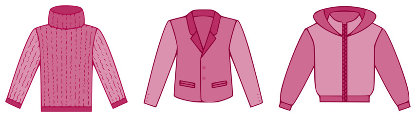 Pink colour vector warm suits.