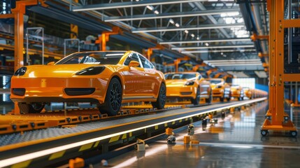 Naklejka premium Efficient Automation Industrial Robots Streamlining Car Production in Automotive Plant