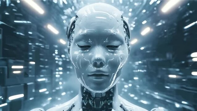 Futuristic graphic representation of a hallucinating artificial intelligence. Video generative AI