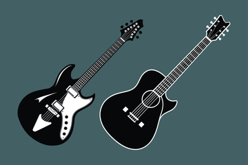 guitar silhouette vector illustration.