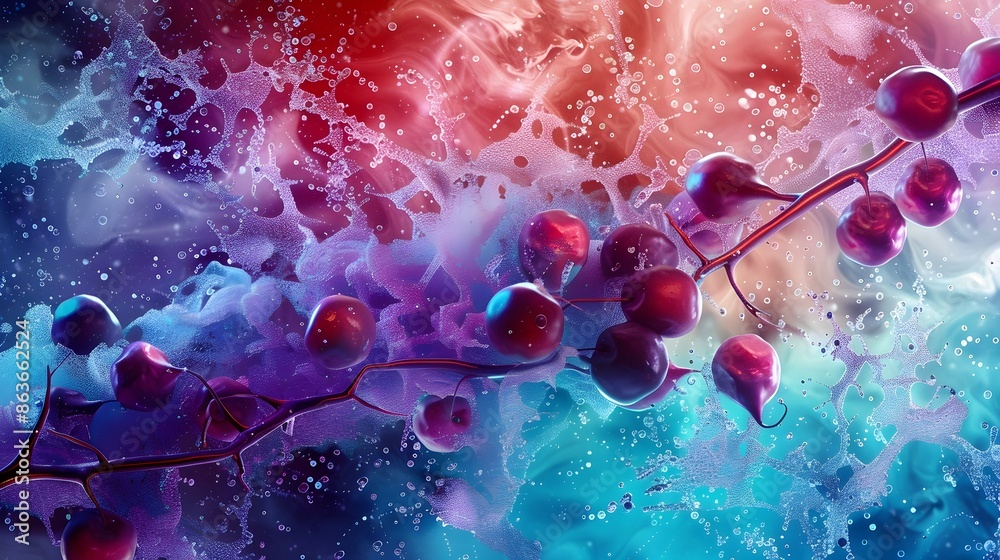 Wall mural Incubating Plums in an Abstract Setting with Surreal Cosmic Atmosphere