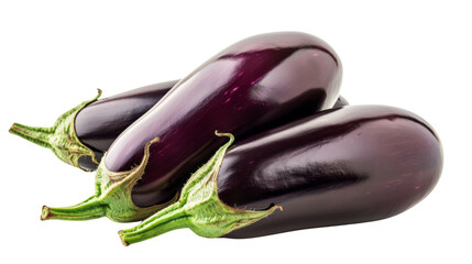 Fresh ripe raw aubergine or eggplant on transparent background 