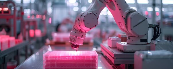 Robotic arm in an industrial setting with advanced machinery