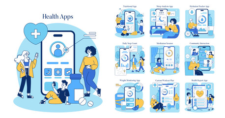 Health Apps. Flat Vector Illustration