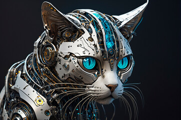 Cybernetic cat, very detailed. Generative AI