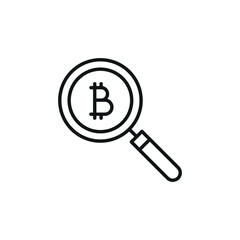 Bitcoin search icon. Simple Bitcoin search icon for social media, app, and web design. Vector illustration.