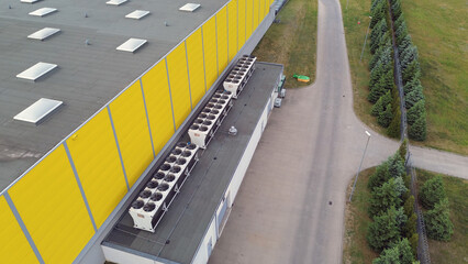 Fototapeta premium Commercial Building Roof with HVAC Heat Pump Systems