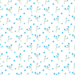 Blue wildflowers vector seamless pattern. Pretty flowers.  White background. Floral background. The elegant the template for fashion prints. Stock vector.
