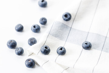 fresh berries on white marble table background. Selective focus.