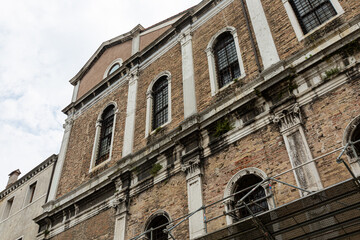 View to typical house in Venice with windows with shutters