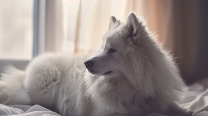 Naklejka premium Samoyed dog indoor