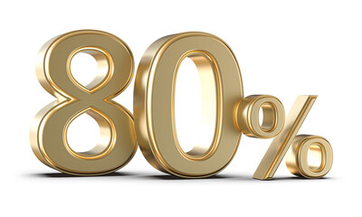 80 Percent Off Sale Gold Number 3D Render
