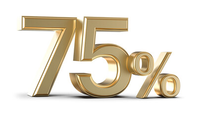 75 Percent Off Sale Gold Number 3D Render