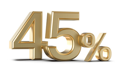 45 Percent Off Sale Gold Number 3D Render