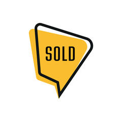 Red sold sign. Vector icon.	
