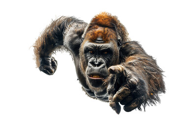 Big, fierce gorilla on a transparency background, PNG file