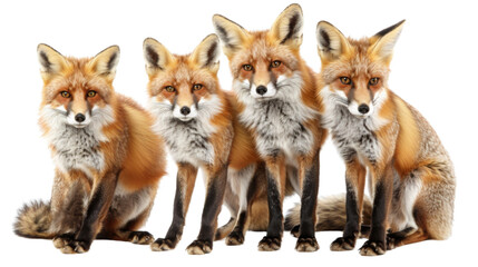 Group of foxes, fox on transparent background