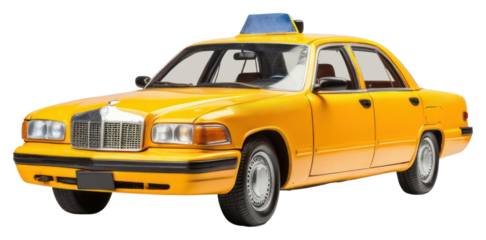 PNG Yellow new york taxi vehicle car white background.