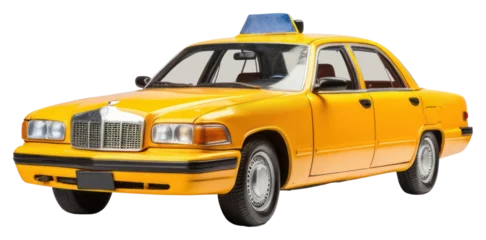 PNG Yellow new york taxi vehicle car white background.