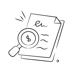 Magnifying glass with dollar, search for financial resources, business search, financial search vector design