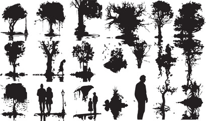 Tree Abstract Silhouette Vector Graphics Pack