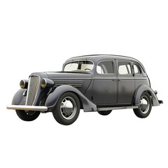 Vintage black car on transparent background.
