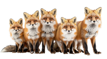 Obraz premium Group of foxes, fox on transparent background