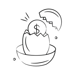 Doodle style icon of golden egg in editable design