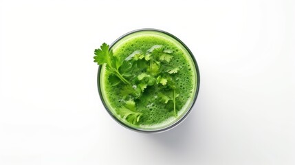 Obraz premium Glass of fresh green smoothie juice on white background, 
