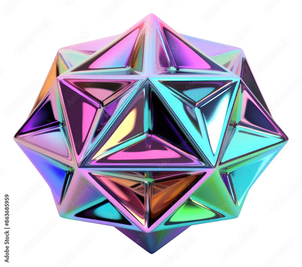 Sticker png polyhedra origami sphere white background.