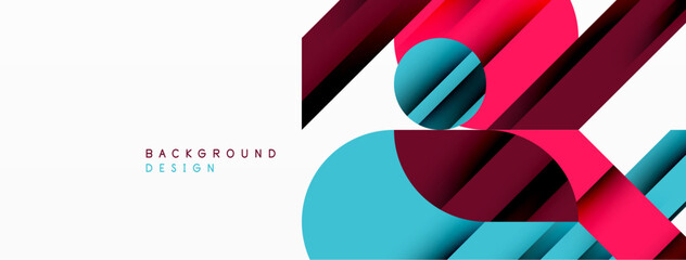 Circle and line geometric background. Round shapes with diagonal lines composition for wallpaper, banner, background or landing