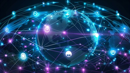 Obraz premium digital earth information network