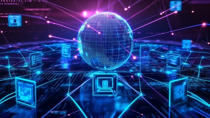 Naklejka premium digital earth information network