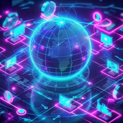 Obraz premium digital earth information network