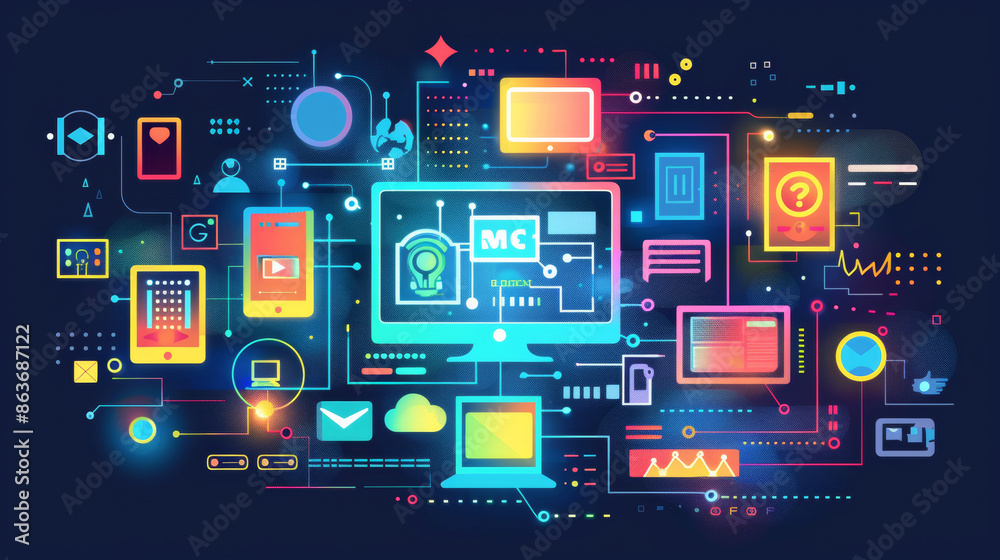 Wall mural vector illustration of web design and development.