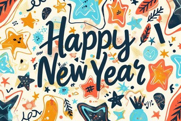 Festive Starry New Year Greeting