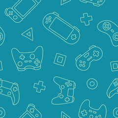 Outline Game Controller Gamepad Seamless Pattern Vector illustration Design