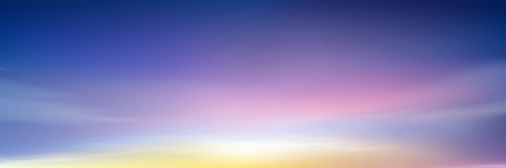 Sunset Sky Blue,Cloud Background,Sunrise by Beach with Orange,Pink,Yellow.Nature Landscape Dramatic Golden Hour with twilight Sky in Evening after Sun Dawn,Horizon Banner Sunlight in Autumn,Winter 