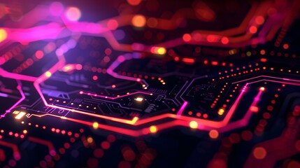 Glowing Circuit Board Abstract Technology Background