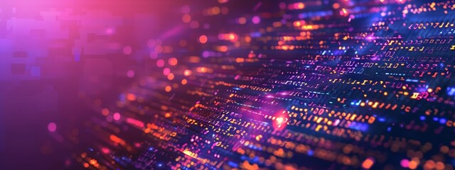 Fototapeta premium A tight shot of a computer monitor displays a hazy image of multiple tiny dots in the backdrop