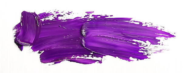 Abstract splash acrylic colorfull purple brush stroke oil paint smear line on white background.
