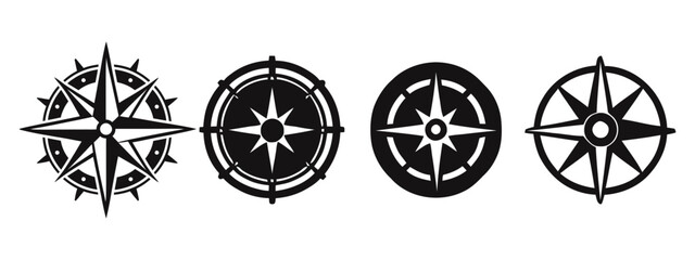 Compass icons vector set isolated on transparent background. Compass symbol set. Wind rose signs. North, South, East, West. Vector illustration © Марина Чаленко