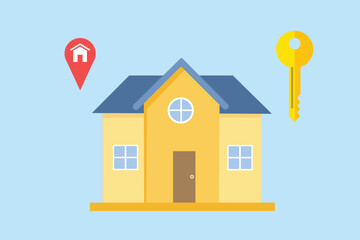 Real estate market concept. Colored flat vector illustration isolated.