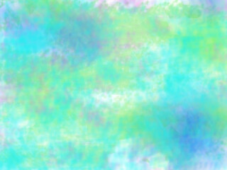 やわらかいタッチで描いた緑とブルーの水彩画、背景素材、ポストカード、メッセージカード、ポスターなどに