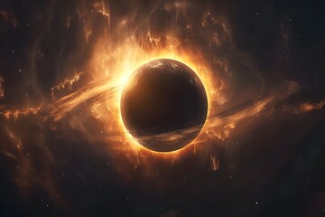 Fototapeta premium It is a beautiful view of the vast universe consisting of countless stars, a black hole that sucks everything in, and countless shining 