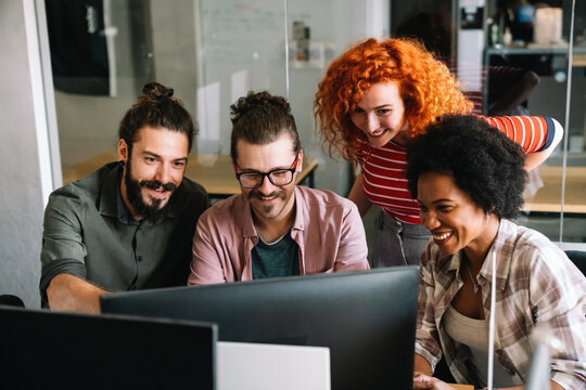 Software engineers working on project and programming in company. Startup business teamwork concept