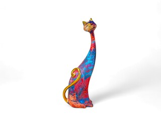 colored miniature cat ornament on a white background